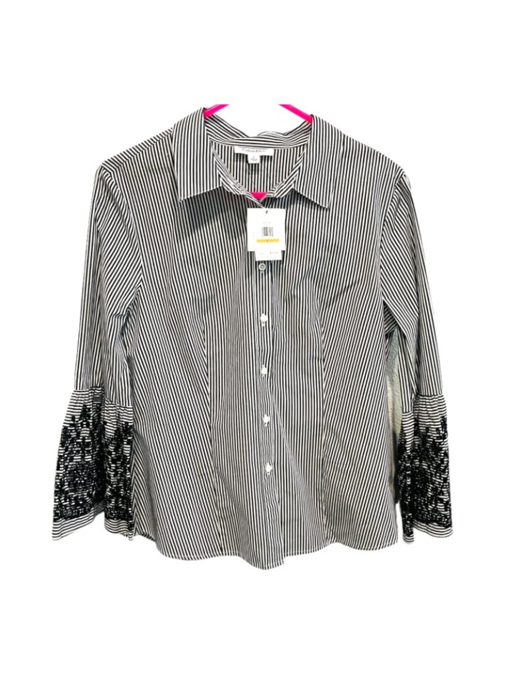 Calvin Klein Women's Size Small Button Up Collared Striped Shirt - NEW with Tags - Picture 6 of 6